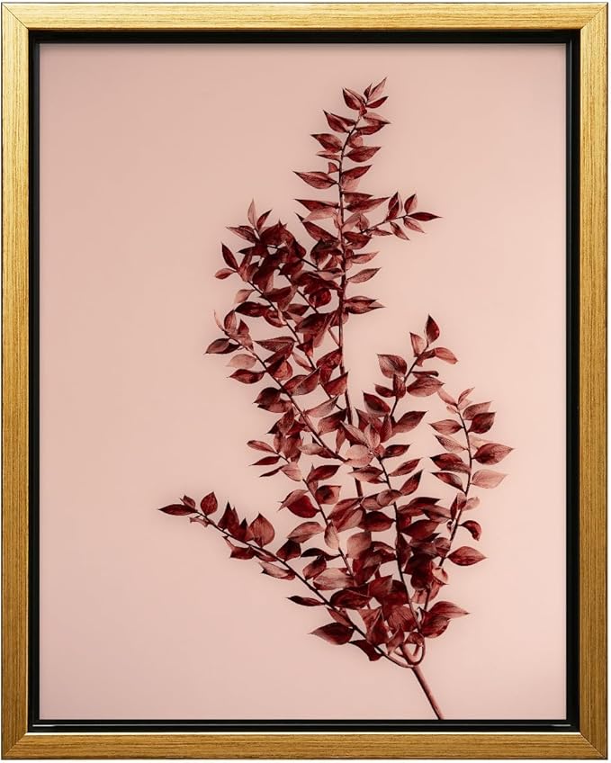 Monem Art Dried Red Botanical Branch Print - Minimalist Boho Nature Poster - Wall Decor for Living Room, Bedroom or Office - 24x32 Gold Framed CANVAS Wall Art by Mareike Bohmer