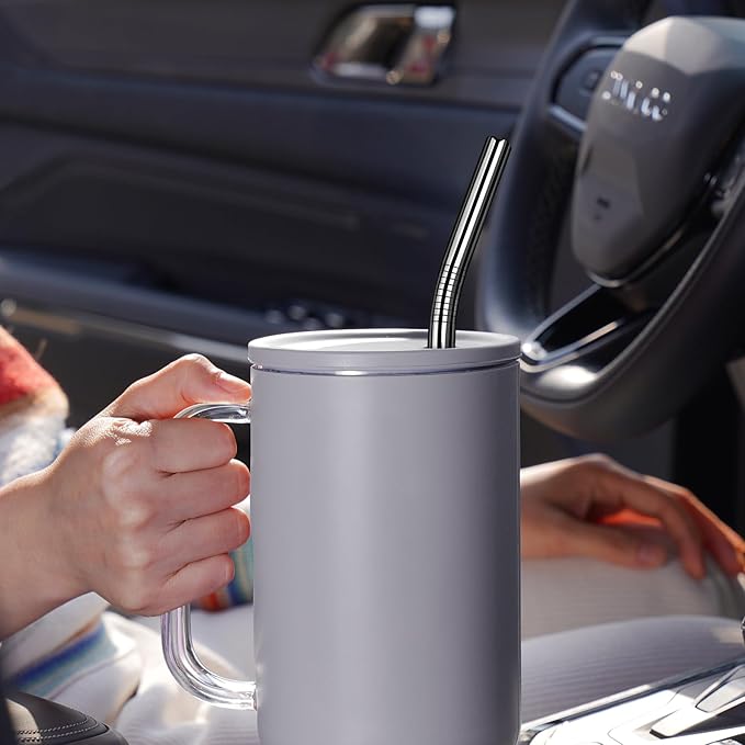 Tomorotec 40oz Straws, 14PCS Stainless Steel Replacement Straws Fit for Stanley 40oz Adventure Quencher Travel Tumblers with Cleaning Brushes 2PCS, Food-Grade, Dishwasher Safe for Smoothies (Black)