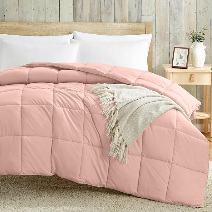 Homelike Moment Comforter King Size - Pink Duvet Insert Down Alternative Bed King Comforter, Lightweight Bedding Comforters Quilted Soft All Season Pink