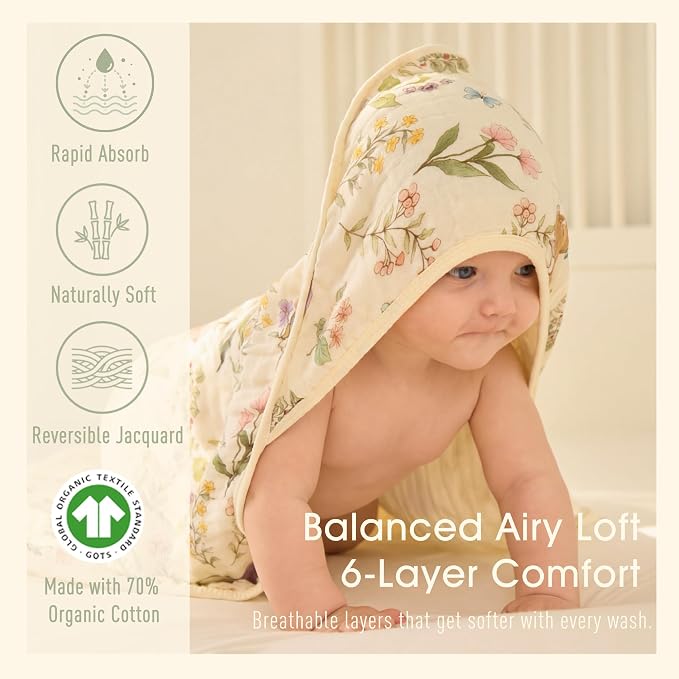 4-Piece Ultra Soft Muslin Baby Towel Set - Ideal for Bath & Beach, (32x32 inches)