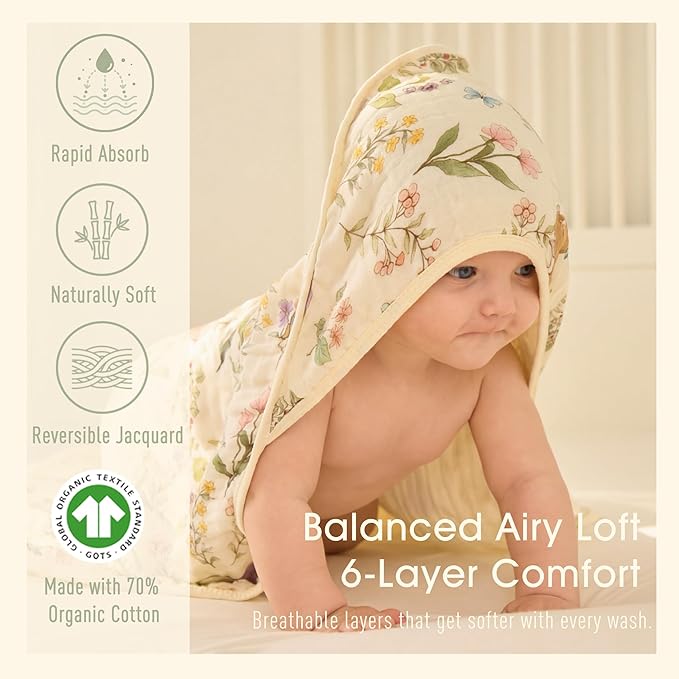 Ultra-Soft Muslin Baby Towel - 32 x 32 Inches, Ideal for Bath & Beach, Suitable for Both Boys & Girls from Newborns to Toddlers
