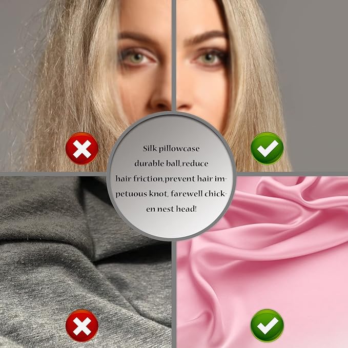 Silk Pillow Cases 2 Pack,Soft Breathable and Sliky Standard Size Pillow Cases Set of 2,Natural Mulberry Silk Pillowcase Set of 2 for Hair and Skin with Hidden Zipper (Pink,20"X 26",2pcs)