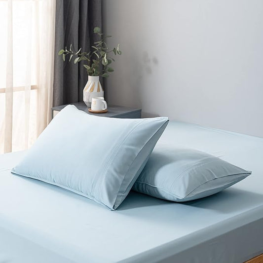 Bella Coterie | Luxury Bamboo Viscose Queen Size Pillowcase Set | 100% Organically Grown | Ultra Soft | Cooling | 2 Pcs [Coastal Blue]
