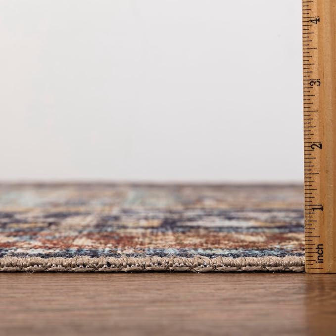 Keen Home Design 30"x144" Rug - Machine Washable Runner with Non-Slip Backing, Ideal for Hallway, Entryway, Kitchen, Laundry Room - Vintage, Easy Clean, Durable, Low Pile Rug - (2'6" x 12')