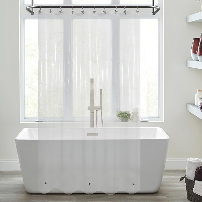 Mrs Awesome Clear PEVA Shower Curtain Liners with 3 Magnets, Water Proof Plastic Shower Liner for Bathroom or Shower Stall, 54x78