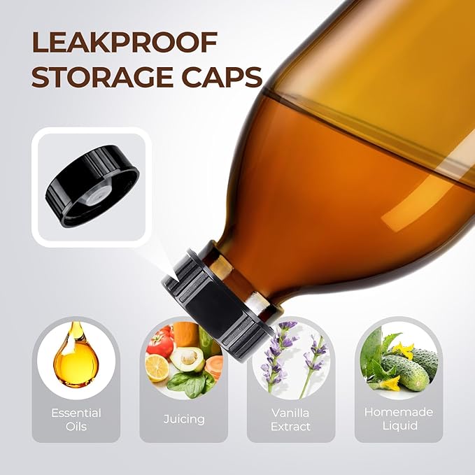 16 oz Amber Glass Soap Dispenser with Pump, Glass Pump Bottle for Lotion Body Oil, 500ml Hand and Dish Soap Dispensers Set with Storage Caps, Labels - 2 Pack