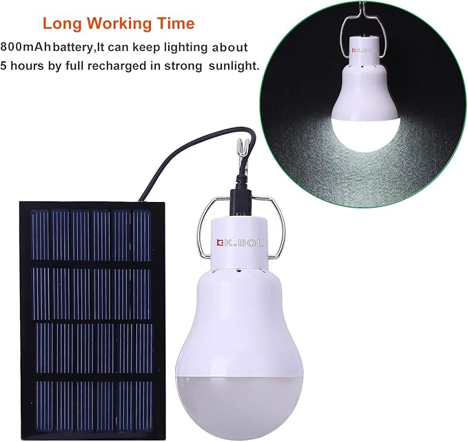 Solar Light Bulb Rechargeable Portable Solar Lamp Led Bulbs for Indoor Emergency Blackout Pet Home Outdoor Fishing Camping Hiking Chicken coop Tent Shed Bird Cage Lantern Lights
