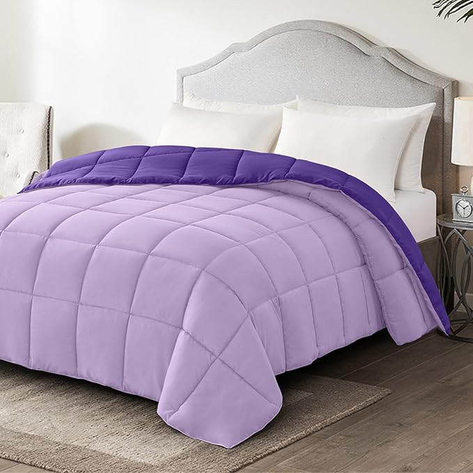 Homelike Moment Comforter King Size - Purple Duvet Insert Down Alternative Bed King Comforter, Lightweight Bedding Comforters Quilted Soft All Season Reversible Plum/Light Purple