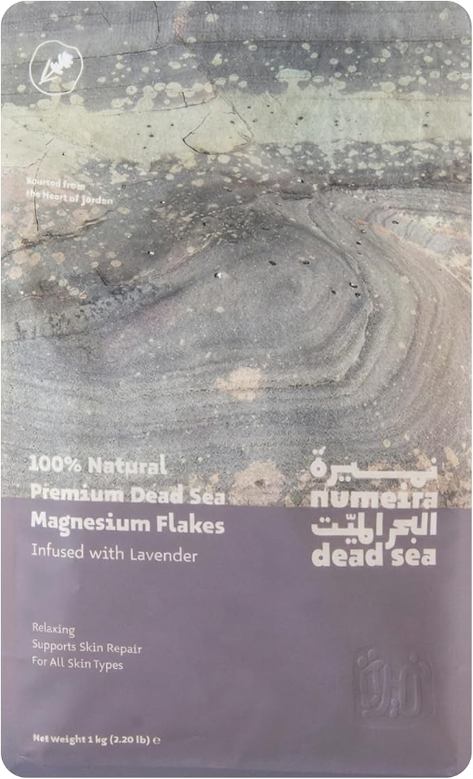 Dead Sea Magnesium Flake Bath Soak - 100% Pure Magnesium Chloride Flakes w/Lavender Infused Essential Oil (2.2 lb Bulk)