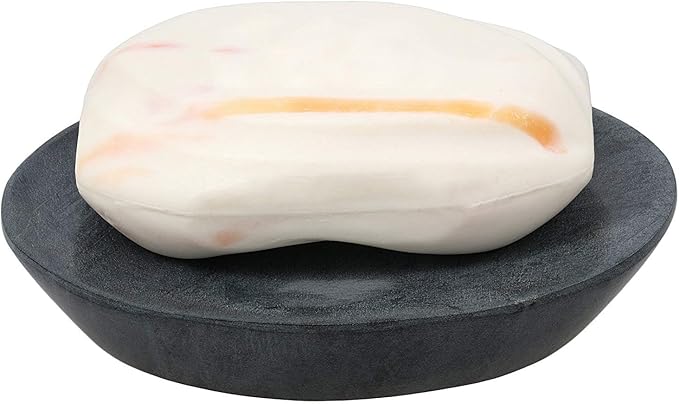 Ajuny Self Draining Soap Dish with Drain Durable Waterfall Stone Soap Tray Holder Soap Saver for Shower, Bathroom, Kitchen, Bathtub Easy Clean - Grey | Soap Saver Tray Natural Stone Plate for Kitchen Countertop Shower Bathroom Accessories Non-Slip Keep...