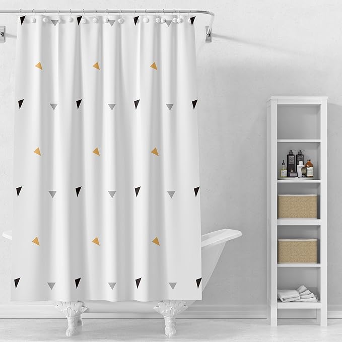 Plastic Shower Curtain Liner, Premium PEVA 6G Color Triangle Shower Curtain, Shower Curtains for Bathroom with 3 Magnetic Weights and Rustproof Grommets (Color Triangle, 72x72 in)