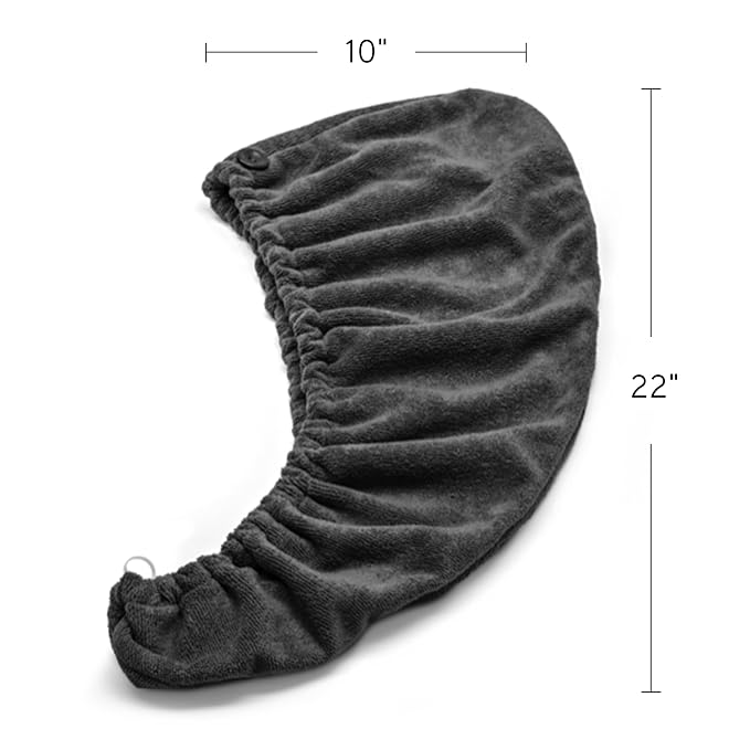 ILES FORMULA Hair Turban Towel – Ultra-Soft Microfiber Hair Towel Wrap for Fast Drying, Frizz Control & Breakage Protection – Large, Lightweight Hair Wrap for Short, Long & Curly – Grey