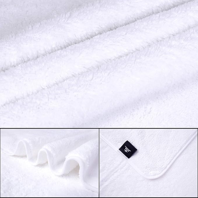 JML Large Bath Towels Set of 2, 30"x60", Oversized, Lightweight, Soft, Absorbent, Lint-Free Microfiber Fleece Bathroom Towel for Hotel Salon Sauna Spa Gym Workouts Shower Swimming Pool Yoga, White