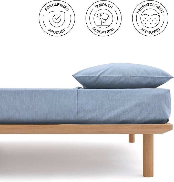 AIZOME Bedsheet Set 100% GOTS Organic Cotton Non-Toxic Plant-Dyed 340 Thread Count, Hypoallergenic for Sensitive Skin, 4-Piece (Deep Indigo, Queen)