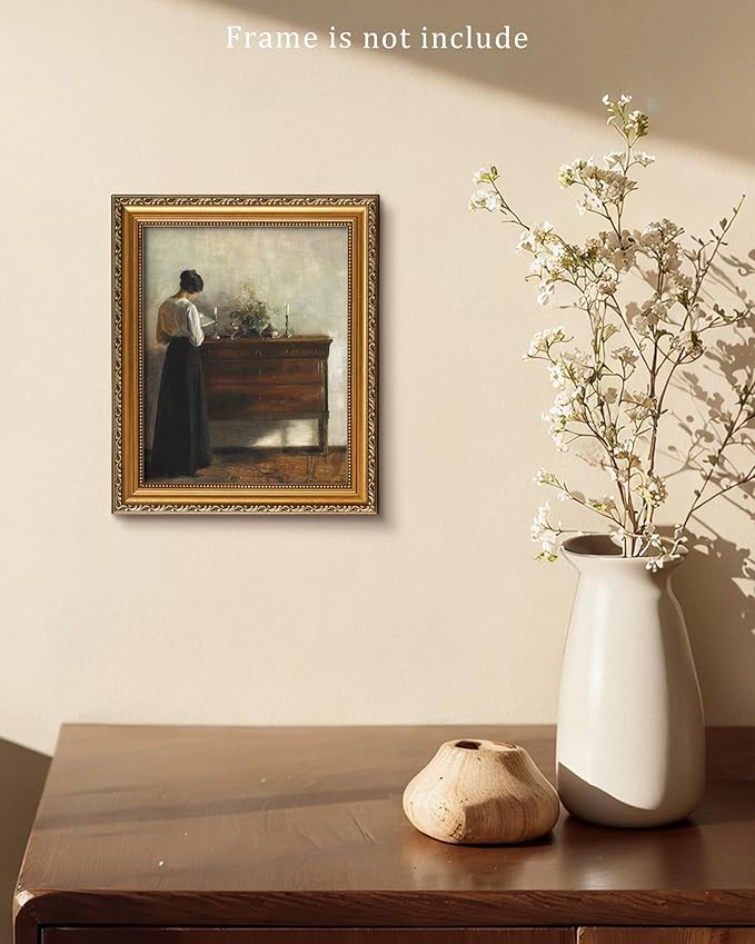 Vodefoad Vintage Woman Portrait Canvas Art Prints Painting Antique 19th Century Women Reading Wall Art Moody Dark Academia Aesthetic Artwork Poster for Gallary, Bedroom, Bathroom, Office, Desktop Decor - 8x10Inch Unframe