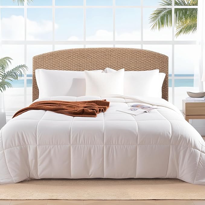 NEXHOME PRO Viscose from Bamboo Comforter King, Cooling Organic Natural Lightweight Duvet Insert, White 106" L x 90" W Summer Bedding Blanket Cool Comforters for Hot Sleepers, 8 Corner Tabs