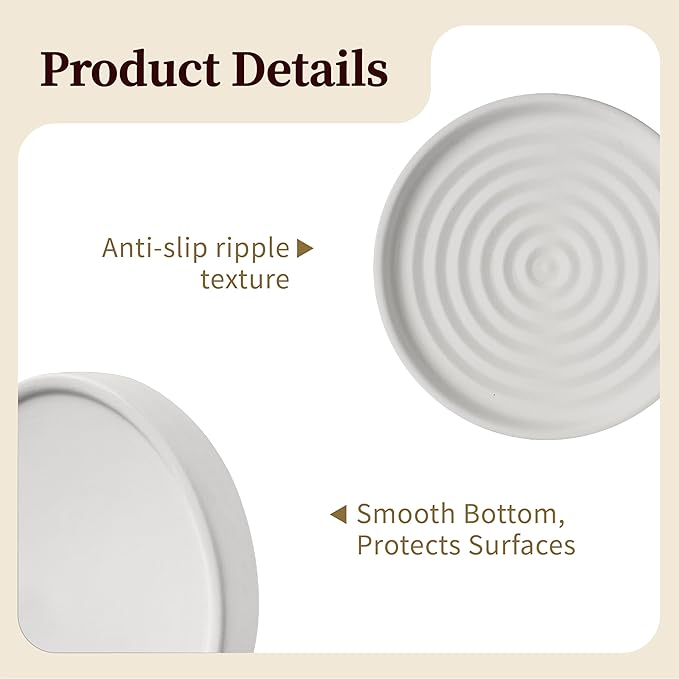 Diatomite Soap Holder 4.8 in Natural Diatomaceous Earth Absorbent Tray Quick Dry Water Ripple Soap Dish (Grey)