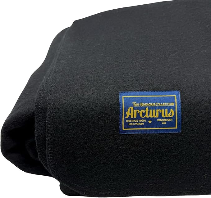 Arcturus Bighorn 100% Virgin Wool Blanket | Heirloom-Quality Wool Bedding for Home & Cabin | Warm, Thick & Durable (Queen Size, Raven Black)