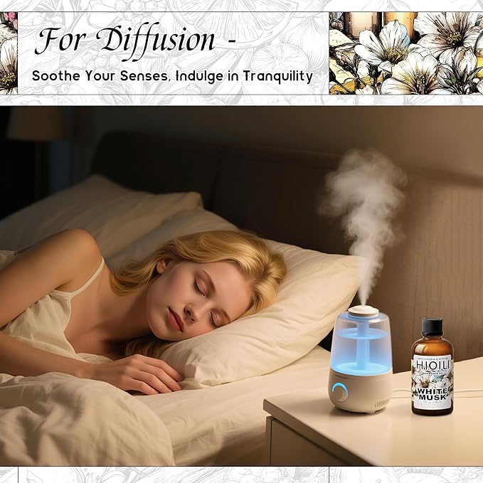 HIQILI White Musk Fragrance Oil, Musk Perfume for Women - 1 Fl Oz | for Candle & Soap Making Supplies and Perfect for Home, Car Diffuser Use, Add to Pillow Scented Spray - 30 ML