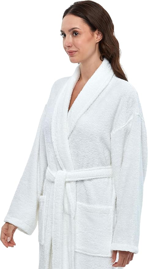 Arus Women's Shawl Collar Robe, Turkish Terry Cotton Bathrobe,with Regular and Full Length Options