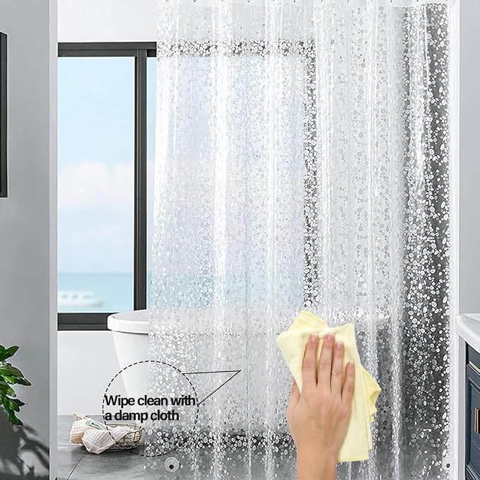 Plastic Shower Liner - Premium EVA 4G Shower Curtain Liner with Rustproof Grommets and 3 Weighted Magnets, Waterproof Shower Curtains for Bathroom (Cobblestone)