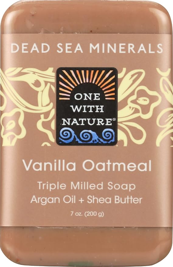 Dead Sea Minerals Soap, Shea Butter, Argan Oil, Magnesium, Sulfur, Minerals, All Skin Types, Problem Skin, Therapeutic, Natural, Vanilla Oatmeal, 7 Oz Bar (1 Pack)