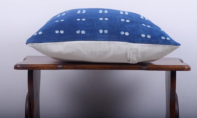 Trade Star Indigo Square Cushion Cover Handmade Sofa Pillowcase Hand Block Farmhouse Accent Cushion Cover Luxury Sofa Throw Pillow Cover for Living Decor (Indigo (Blossom), 18 X 18 Inch)