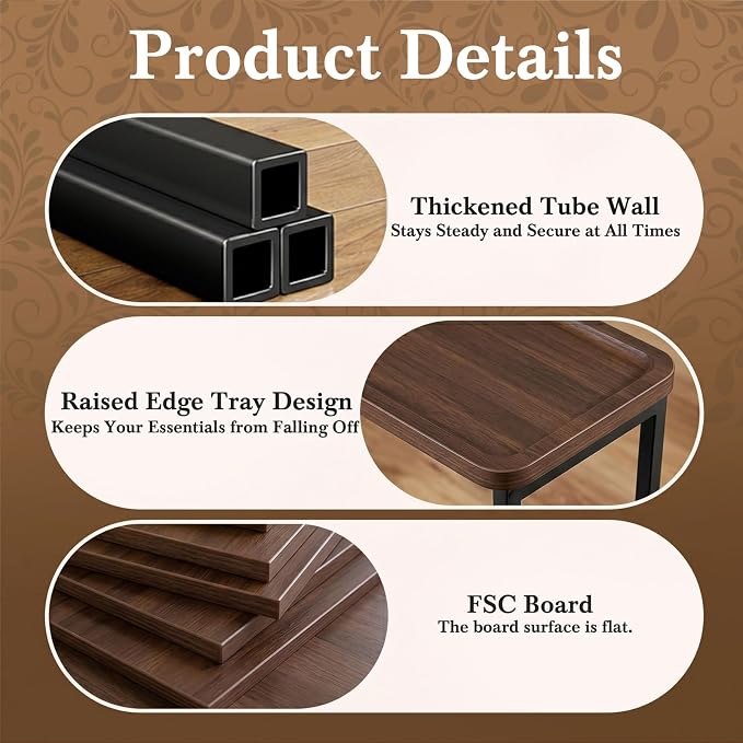 Faesun 33.5 Inch Behind Couch Table, Vacuum Forming Narrow Console Table, Thin Sofa Side Display Table, for Living Room, Bedroom, Walnut
