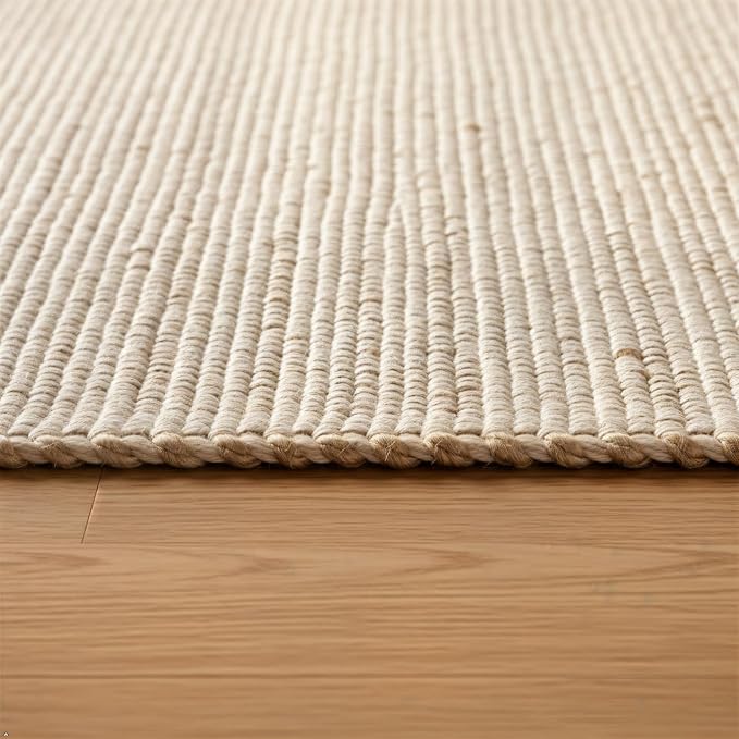 Natural Cotton Jute Area Rug – Handcrafted Braided Accent Rug, Sustainable Floor Décor, 3x5 Feet