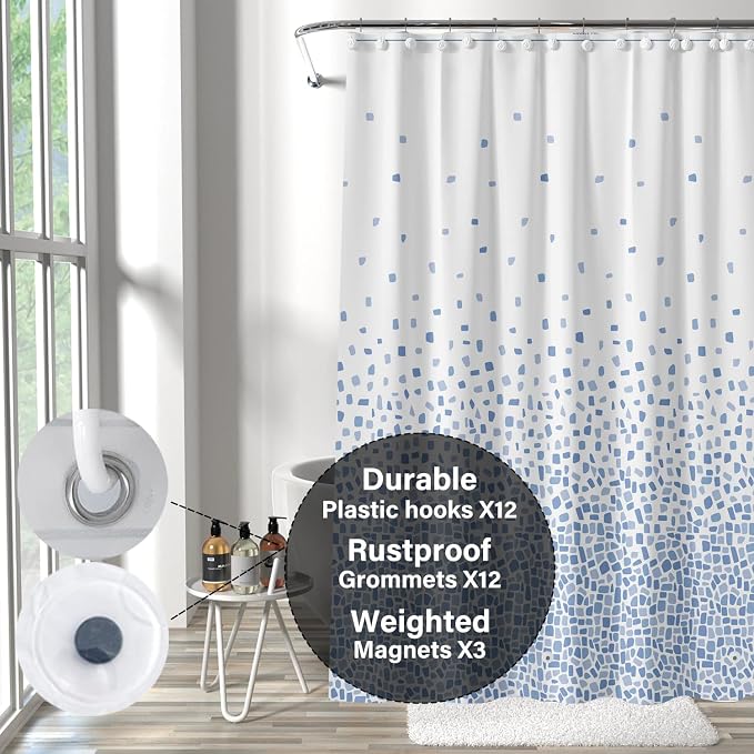 Plastic Shower Liner - Premium PEVA 4G Shower Curtain Liner with Rustproof Grommets and 3 Weighted Magnets, Waterproof Shower Curtains for Bathroom (Starry, 72" x 72")