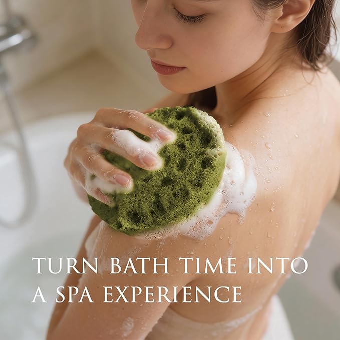 Spongentle Loofah Sponge for Shower and Bathing, Bath Sponge with Dual Texture, Shower Pouf for Gentle and Deep Exfoliation, Large Size Body Scrubber for Men & Women, PU Foam, 37% More Lather, 3 Pack