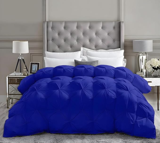 Super King Size Down Alternative Comforter 110x96 Inch Royal Blue – 500 GSM Ultra Soft Breathable, Luxury Pintuck Pinch Pleat, All Season Duvet Insert with Corner Tabs, Machine Washable