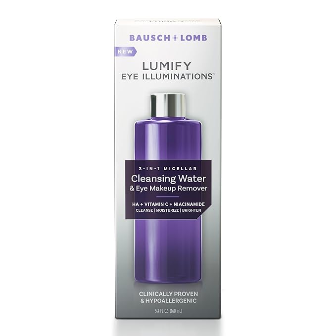 LUMIFY Eye Illuminations Cleansing Water&Eye Makeup Remover,3-in-1 Micellar Water Contains Hyaluronic Acid,Vitamin C&Niacinamide,Hypoallergenic,Removes Waterproof Makeup,5.4 Oz (160 mL),(Pack of 2)