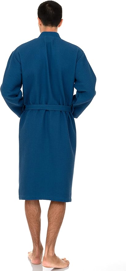 TowelSelections Mens Waffle Robe Spa Kimono Bathrobe Lightweight Shower Bath Robe for Men XS to 2X