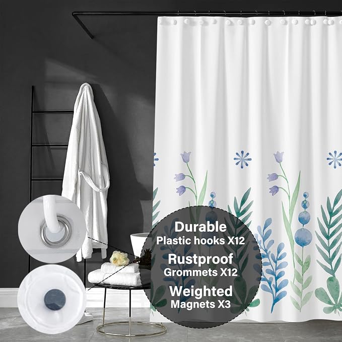 Plastic Shower Liner - Premium EVA 5G Shower Curtain Liner with Rustproof Grommets and 3 Weighted Magnets, Waterproof Shower Curtain for Bathroom(Fresh Green, 72”*72”)
