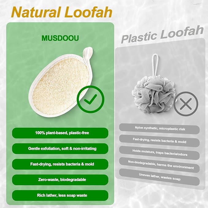Natural Loofah Exfoliating Body Scrubber Pads, 24 Pack Dual Sided Shower Bath Loofah Sponge, Gentle Exfoliating Body Scrub for Men Women Full Body Cleansing