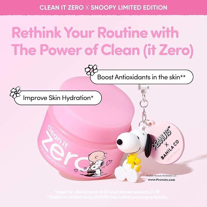 BANILA CO Clean it Zero Original Cleansing Balm Snoopy Edition | Korean Makeup Remover with Exclusive Keychain | Facial Cleanser for All Skin Types | Vegan Formula (100ml / 3.38 fl. oz)