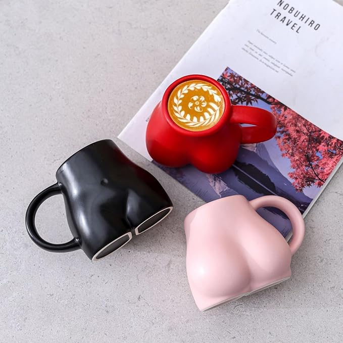 Creative and personalized handmade coffee cup, hip structure, natural, ceramic, mug water cup (Coffee color)