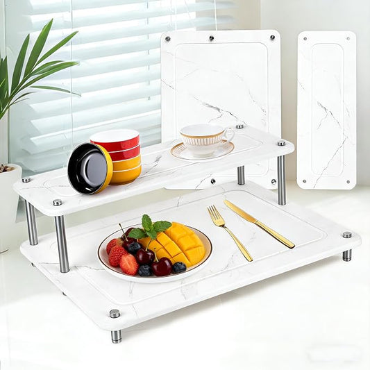 Stone Dish Drying Rack, Double-layer Stone Dish Drying Mat for Kitchen Counter,Super Absorbent Diatomaceous Earth Dish Dry Rack with Non-Slip Stainless Steel Feet for Kitchen/Bedroom/Bathroom Supplies