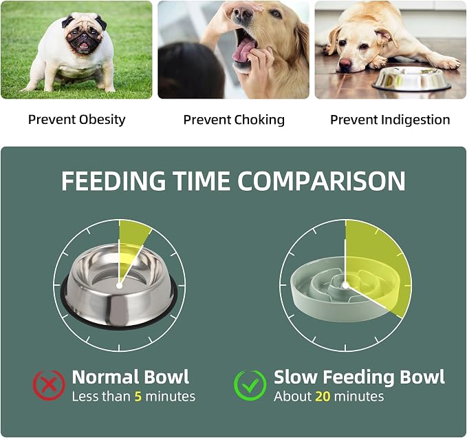 Havniva 8.2” Raised Slow Feeder Dog Bowls Set, 1.6 Cups Ceramic Slow Feeder Dog Bowl and 7.3” Dog Water Bowl with Elevated Wooden Stand Puzzle Dog Food Bowl for Medium Dogs Anti-Gulping & Anti-Choking