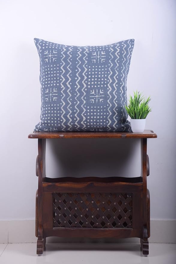 Trade Star Handloomed Spring Cushion Cover Handmade Cotton Pillow Case 100% Cotton Mudcloth Pillow Cover Rustic Modern Tribal Framhouse Throw Pillow Cases (Dark Grey ALMA 18X18 INCHES)