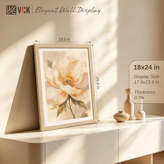 VCK 18x24 Poster Frames Black Set of 6, Wide Border Woodgrain Series Picture Frame, Multi-Directional Display, for Living Room, Bedroom, Home Office, Wall Hanging