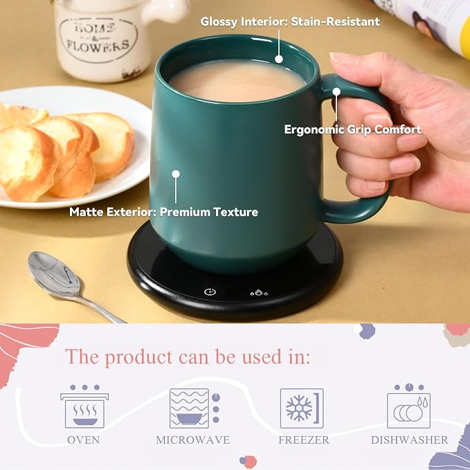 Miicol Ceramic Coffee Mug, 16 oz Large Coffee Cup, Tea Mug with Handle, Flat Bottom Mug for Men, Women, Office, Microwave and Dishwasher Safe, Multi-Color, Turquoise