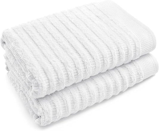 Softerry Pure Organic Cotton Bath Towel Set - 100% Soft Cotton - Extra Absorbent and Durable - 500 GSM Quick Dry - Luxury Hotel & Spa Quality - Fade Resistant - (White, Set of 2 Bath)