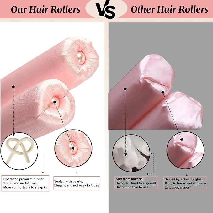 Heatless Curls Overnight,Hair Curlers to Sleep In,No Heat Satin Curling Rod Set,Eternal Muse Rollers,Sleeping Blowout Headband,Foam Curly Tie Ribbon Styling Tool for Long Hair