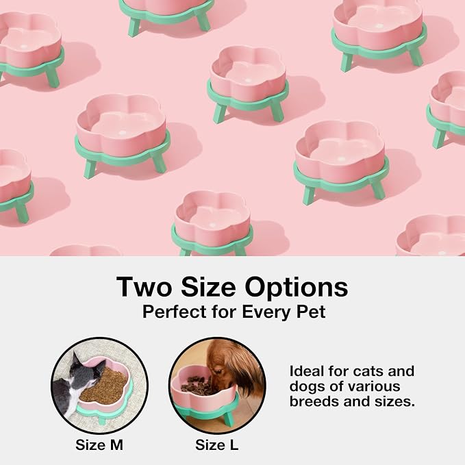 VETRESKA Elevated Dog Bowls Large Breed, 40OZ Ceramic Raised Dog Bowl with Bamboo Stand, Flower-Shaped Food Water Bowl Feeding Dish Bowls for Medium/Large Dogs and Cats
