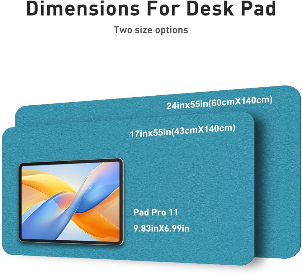 Aothia Faux Leather Desk Mat - Non-Slip PU Leather Desk Blotter, Waterproof Writing Surface, Large Desk Pad for Office & Home (Turquoise, 55" x 24")