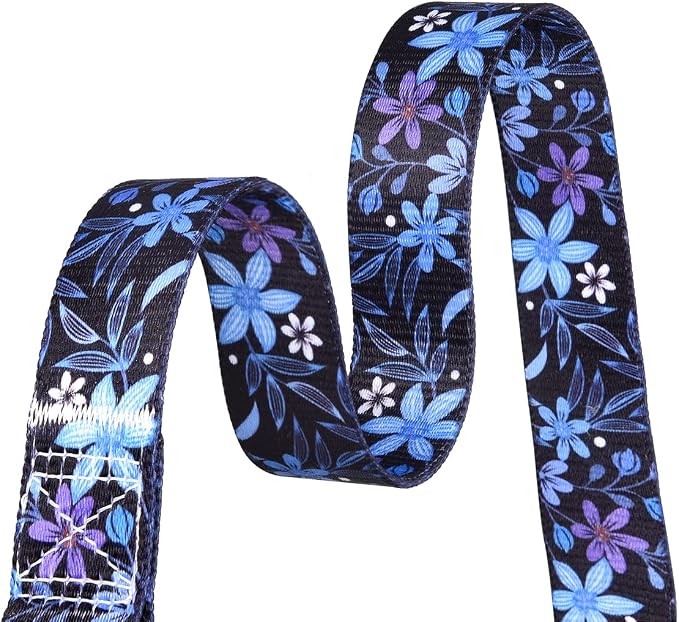 Mihqy Dog Collar with Bohemia Floral Tribal Geometric Patterns - Soft Ethnic Style Collar Adjustable for Small Medium Large Dogs(Floral Blue,L)