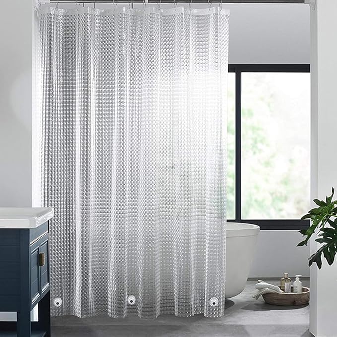Plastic Shower Liner - Premium EVA 4G Shower Curtain Liner with Rustproof Grommets and 3 Weighted Magnets, Waterproof Shower Curtains for Bathroom (3D Cat-Eye, 72"*72")