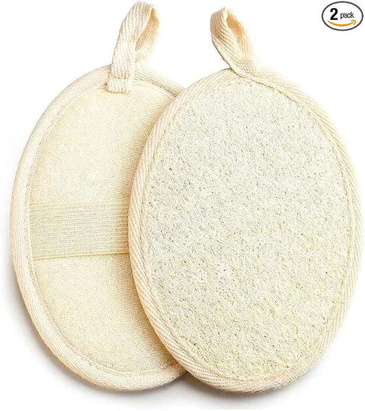Natural Loofah Sponge Exfoliating Body Scrubber & Face Scrubber,Eco-Friendly Loofah Shower Tool for Men & Women,for Face and Body Skin Care Bath(2 Pack)